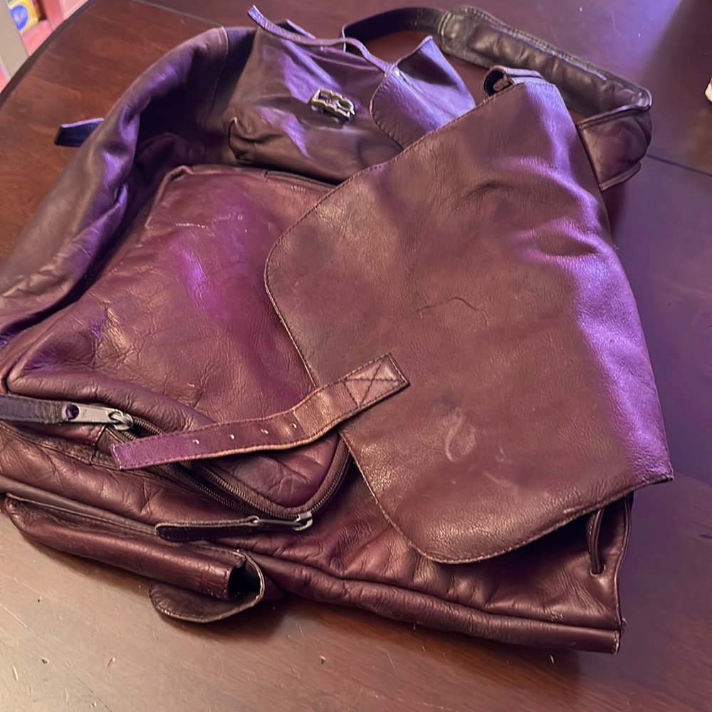 Genuine Brown Leather Backpack
